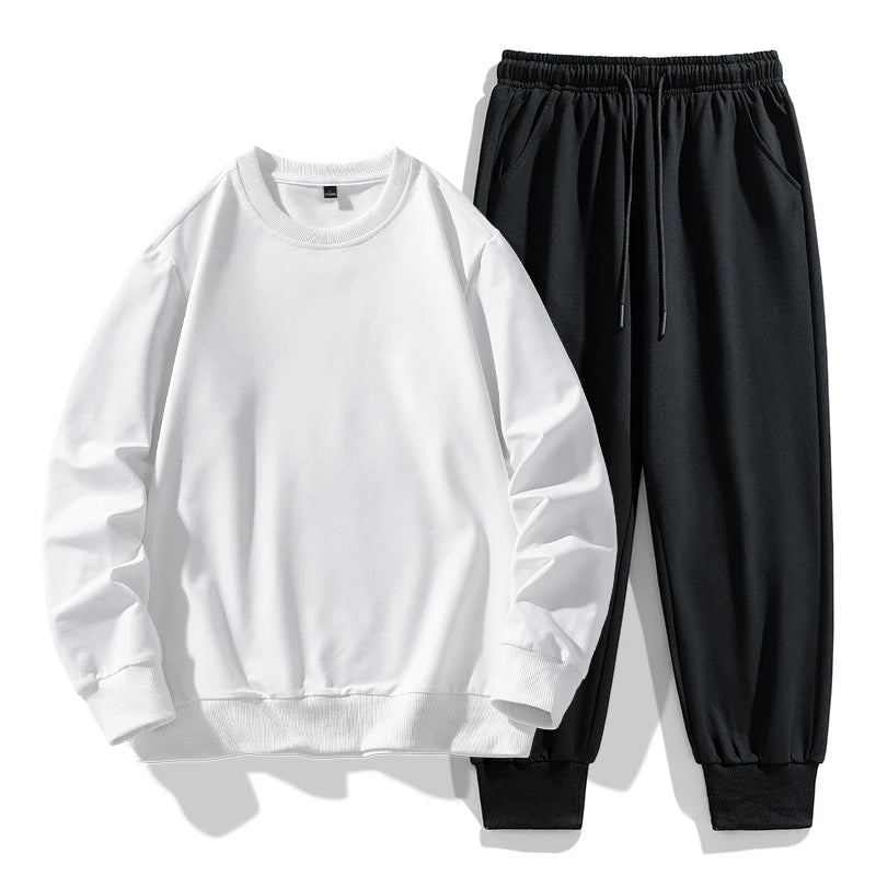 Men's Casual 2-Piece Sportswear Set Streetwear Fashion Tracksuit Hoodie and Pants Camping Beachwear Clothing Spring Hoodie Set