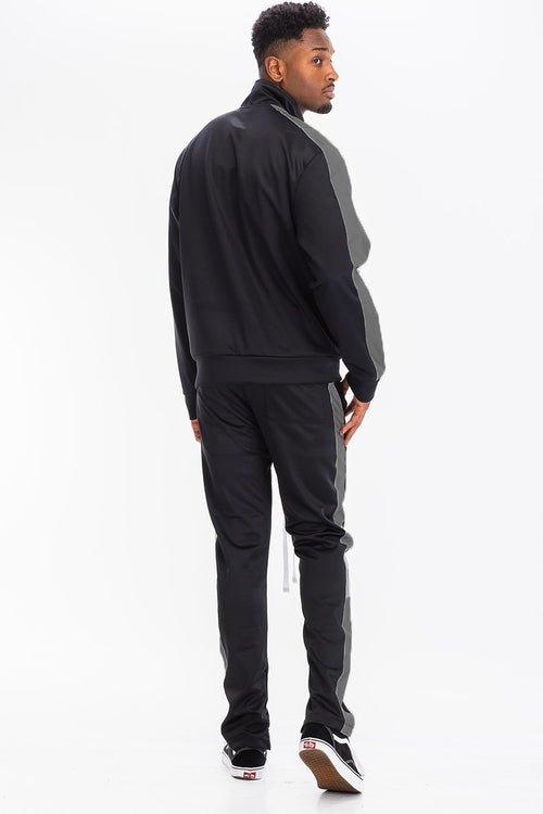 Single Stripe Zip Up Track Jacket and Track Pant Matching Set SET123
