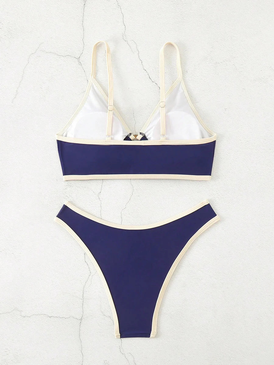 Micro Bikini Halter Swimsuit For Women 2026 Sexy Swimwear Brazilian Bikini Set Thong Biquini Swim Suits Blue Beachwear Female