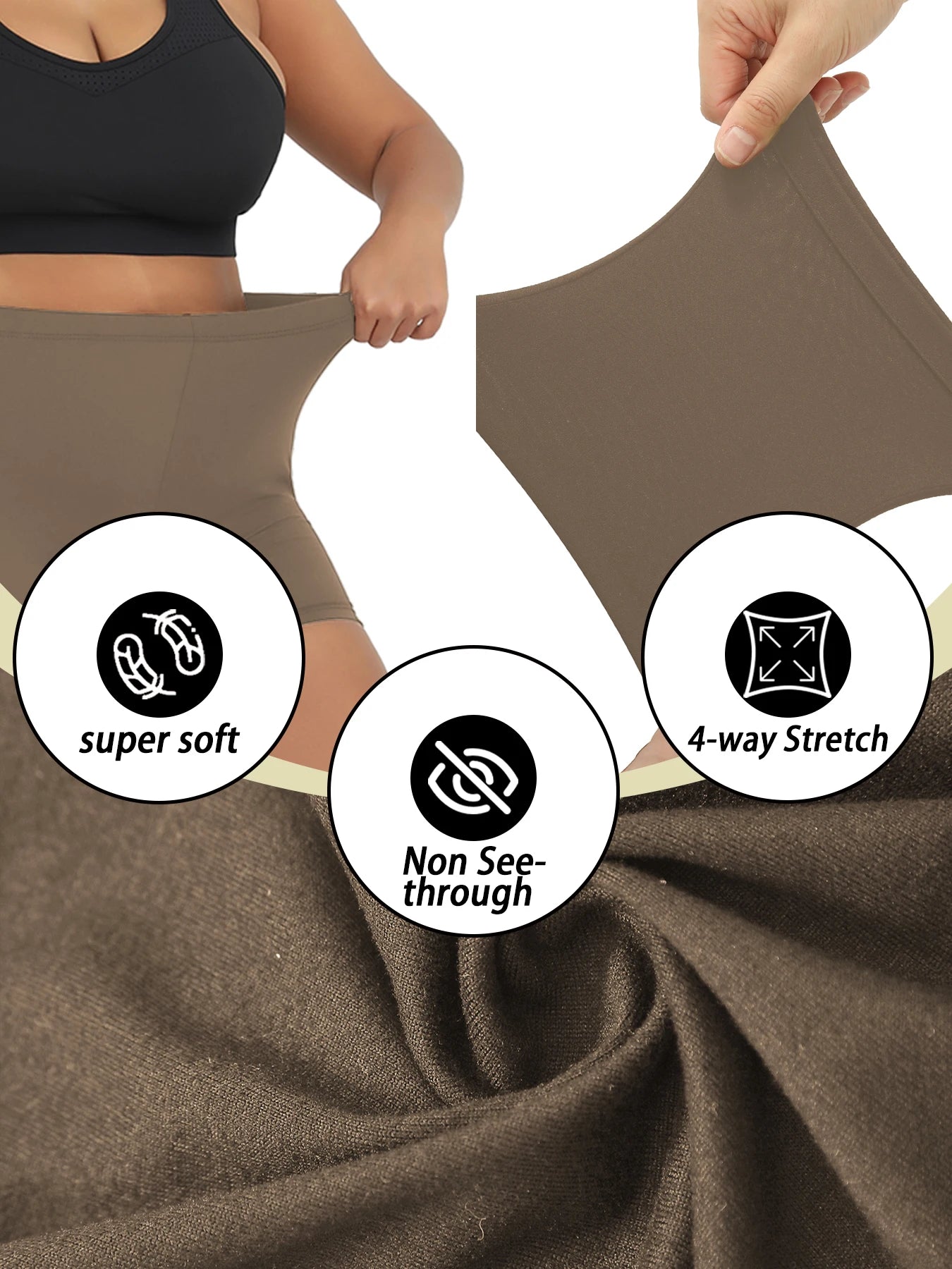 Plus Size Women's High Elastic Biker Shorts, Super Soft Proof Yoga Running Cycling Workout Gym Fitness Activewear Tights