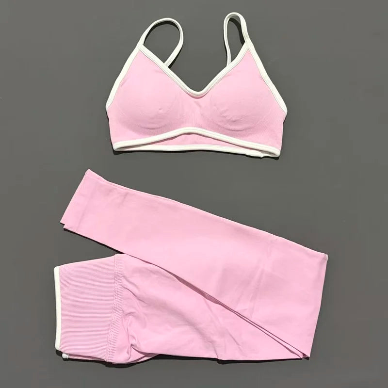 2Pieces HISTELLO Ignite Sculpt Gym Fitness Set Women Seamless Scrunch Butt Leggings Suit Sports Bra Workout Training Outfit Sets
