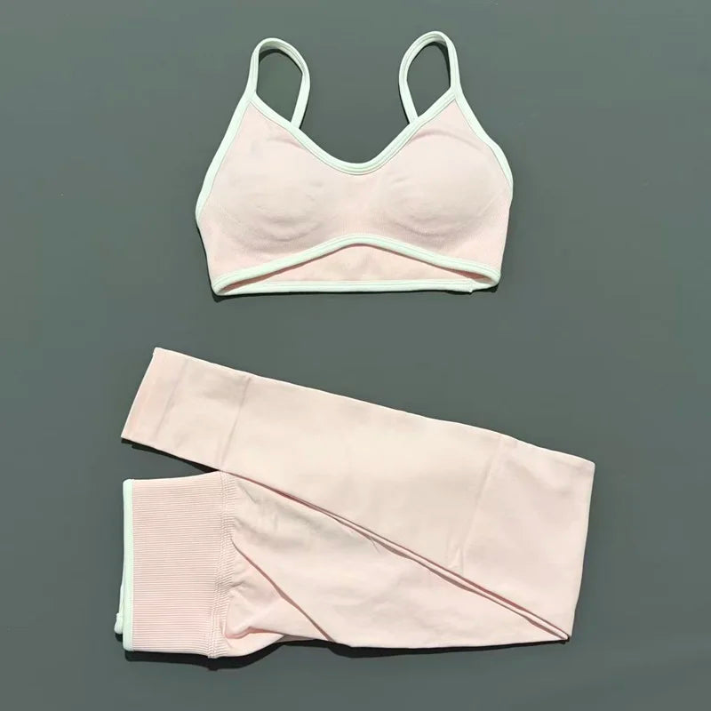 2Pieces HISTELLO Ignite Sculpt Gym Fitness Set Women Seamless Scrunch Butt Leggings Suit Sports Bra Workout Training Outfit Sets