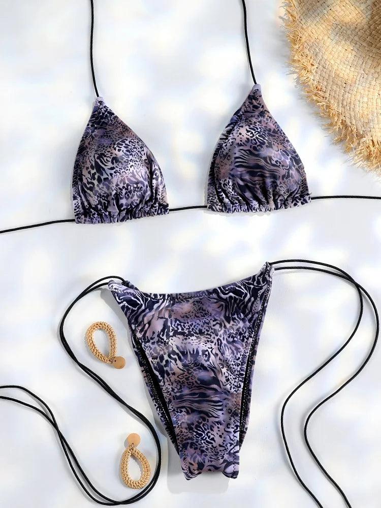 Women's Triangle Micro Bikini Set – Thong Bandage Brazilian Swimwear