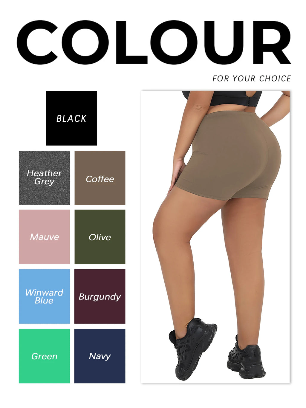 Plus Size Women's High Elastic Biker Shorts, Super Soft Proof Yoga Running Cycling Workout Gym Fitness Activewear Tights
