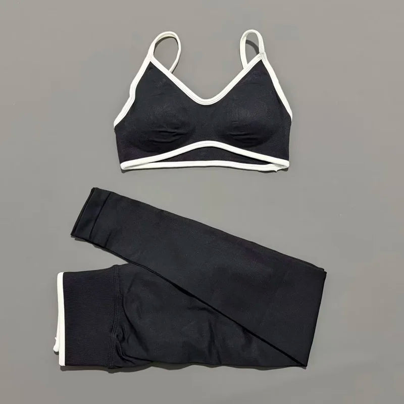 2Pieces HISTELLO Ignite Sculpt Gym Fitness Set Women Seamless Scrunch Butt Leggings Suit Sports Bra Workout Training Outfit Sets