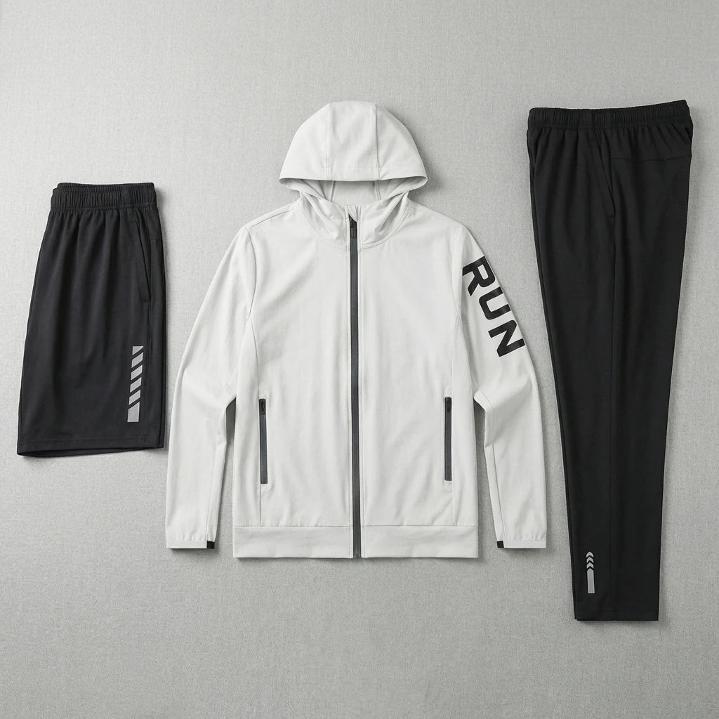 Fitness Full Set Tracksuit for Marathon Training Cycling Jogging Men Running Suit Gym Sportswear Training Sweatpants3 Piece Suit