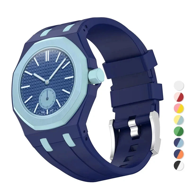 Splicing 3 O Clock PC Mod Kit Case Frame +Silicone Strap For Swatch AP Royal Pop Modification Integrated Cover Band Accessorries