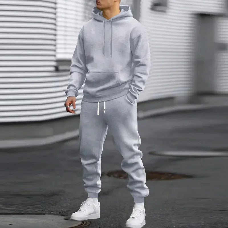 2026 Men Sets Casual Sports Two Piece Sets Spring Autumn Loose Comfortable Simple Tracksuits Man Solid Hoodies Sweatpants Outfit