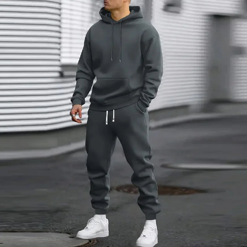 2026 Men Sets Casual Sports Two Piece Sets Spring Autumn Loose Comfortable Simple Tracksuits Man Solid Hoodies Sweatpants Outfit