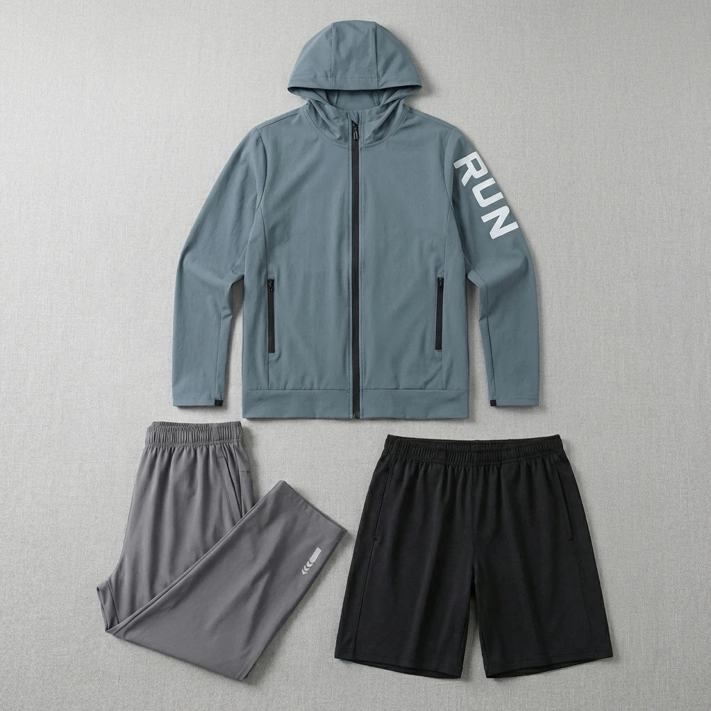 Fitness Full Set Tracksuit for Marathon Training Cycling Jogging Men Running Suit Gym Sportswear Training Sweatpants3 Piece Suit