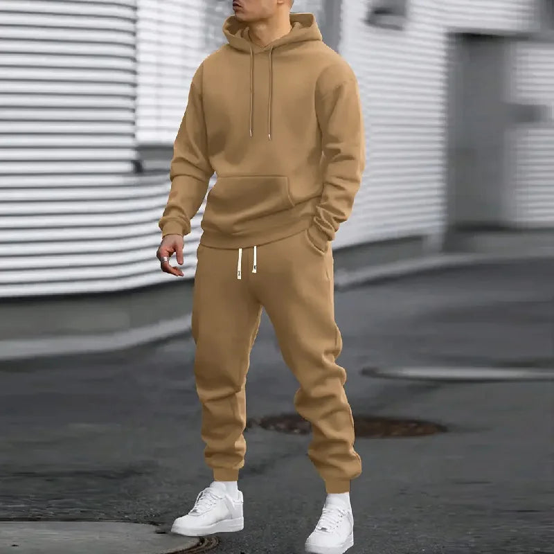 2026 Men Sets Casual Sports Two Piece Sets Spring Autumn Loose Comfortable Simple Tracksuits Man Solid Hoodies Sweatpants Outfit