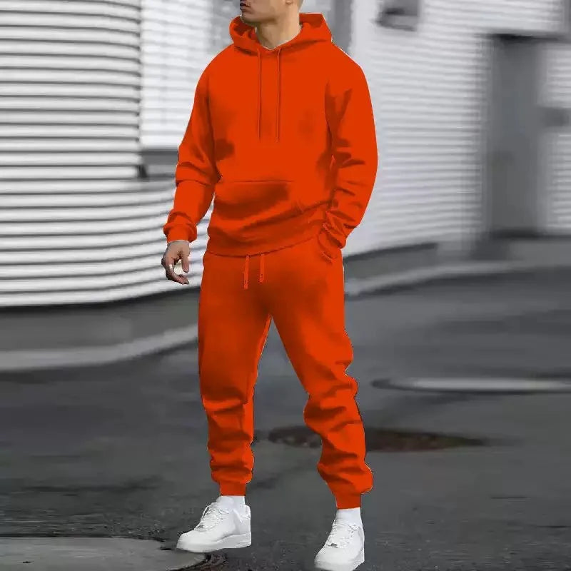 2026 Men Sets Casual Sports Two Piece Sets Spring Autumn Loose Comfortable Simple Tracksuits Man Solid Hoodies Sweatpants Outfit