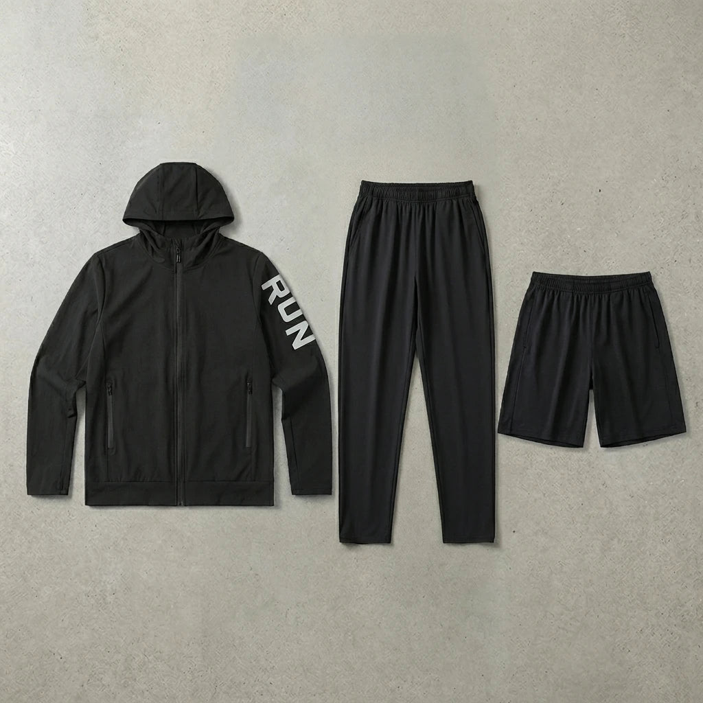 Fitness Full Set Tracksuit for Marathon Training Cycling Jogging Men Running Suit Gym Sportswear Training Sweatpants3 Piece Suit