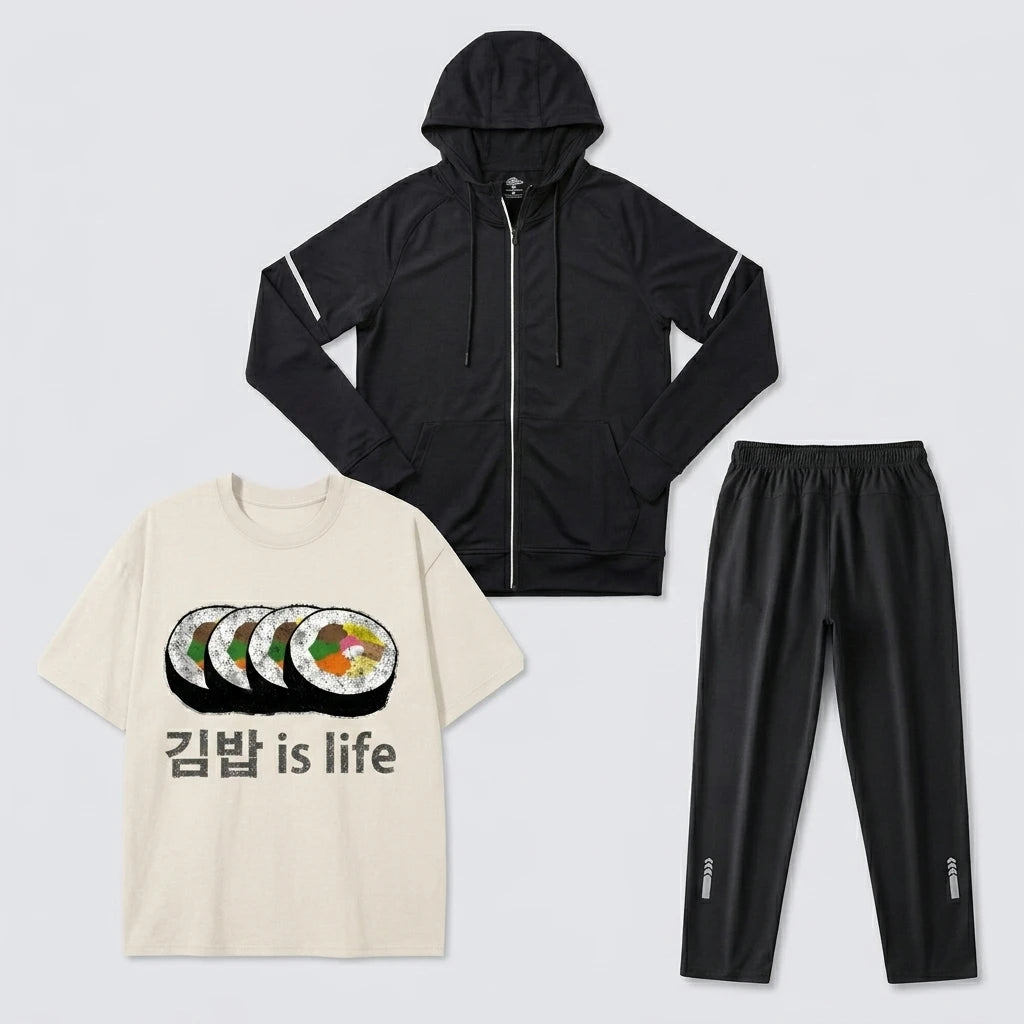 Fitness Full Set Tracksuit for Marathon Training Cycling Jogging, Men Running Suit Set Gym Sportswear Breathable Training Suit 3