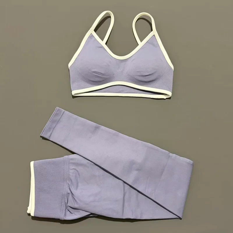 2Pieces HISTELLO Ignite Sculpt Gym Fitness Set Women Seamless Scrunch Butt Leggings Suit Sports Bra Workout Training Outfit Sets