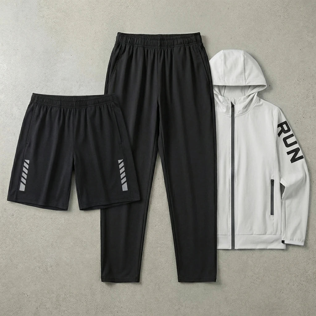Fitness Full Set Tracksuit for Marathon Training Cycling Jogging Men Running Suit Gym Sportswear Training Sweatpants3 Piece Suit