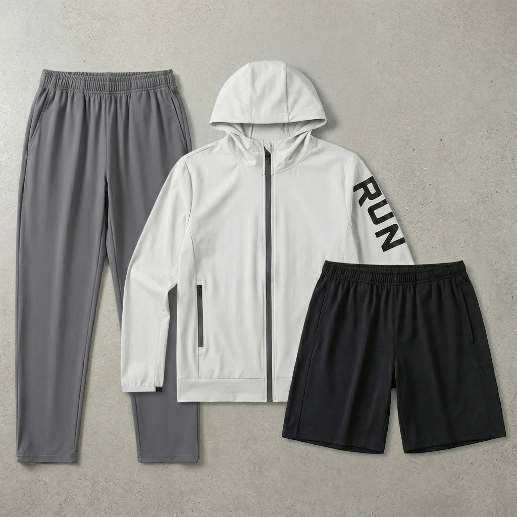 Fitness Full Set Tracksuit for Marathon Training Cycling Jogging Men Running Suit Gym Sportswear Training Sweatpants3 Piece Suit