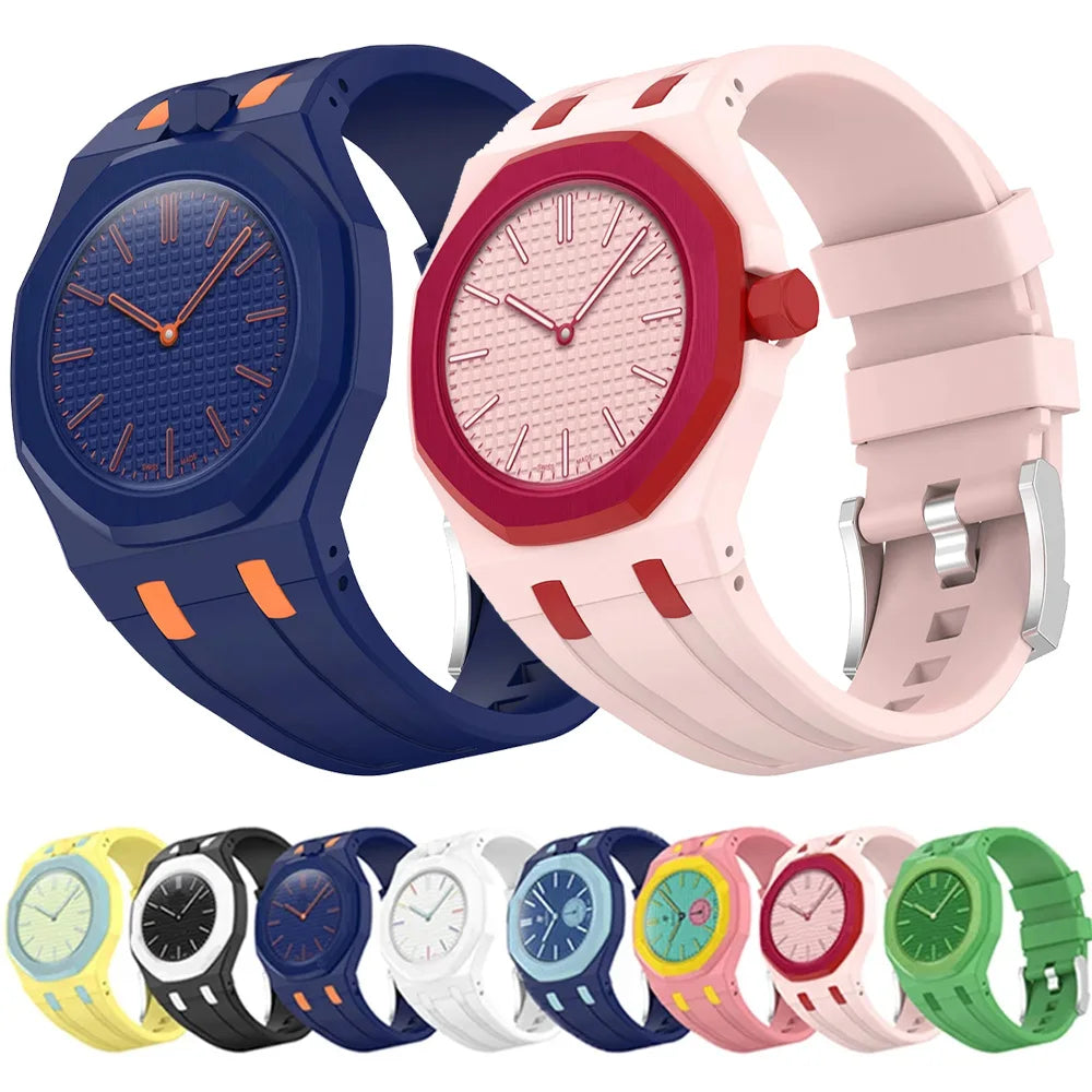 2 In 1 Silicone Strap+PC Case For Swatch X AP Royal Pop Pocket Watch Modification The Integrated Bracelet Changer to Wristband