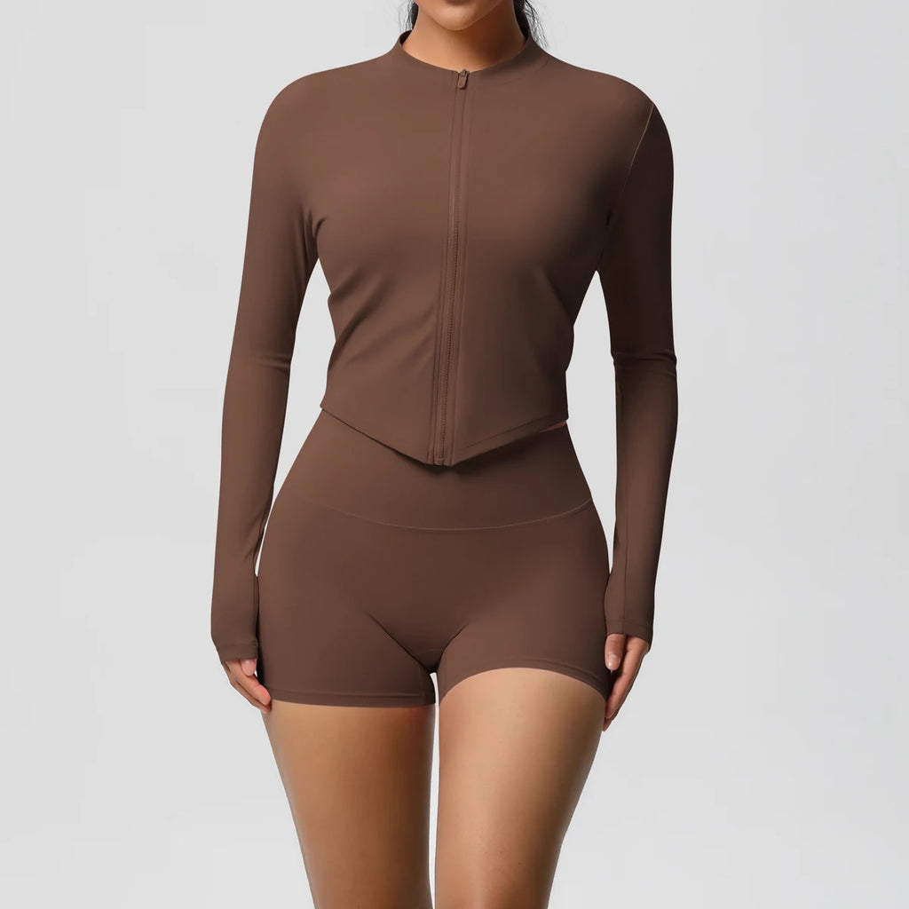 Yoga Sets Sports Fitness Hip-lifting Tight Zipper Jacket Yoga Suit Running Workout Gym Shorts Tracksuits for Women Sports Suits