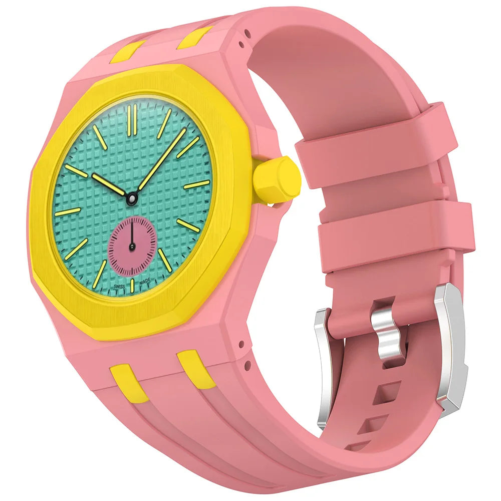 2 In 1 Silicone Strap+PC Case For Swatch X AP Royal Pop Pocket Watch Modification The Integrated Bracelet Changer to Wristband