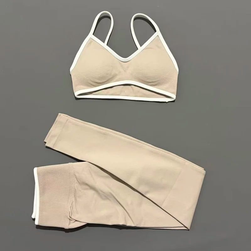 2Pieces HISTELLO Ignite Sculpt Gym Fitness Set Women Seamless Scrunch Butt Leggings Suit Sports Bra Workout Training Outfit Sets