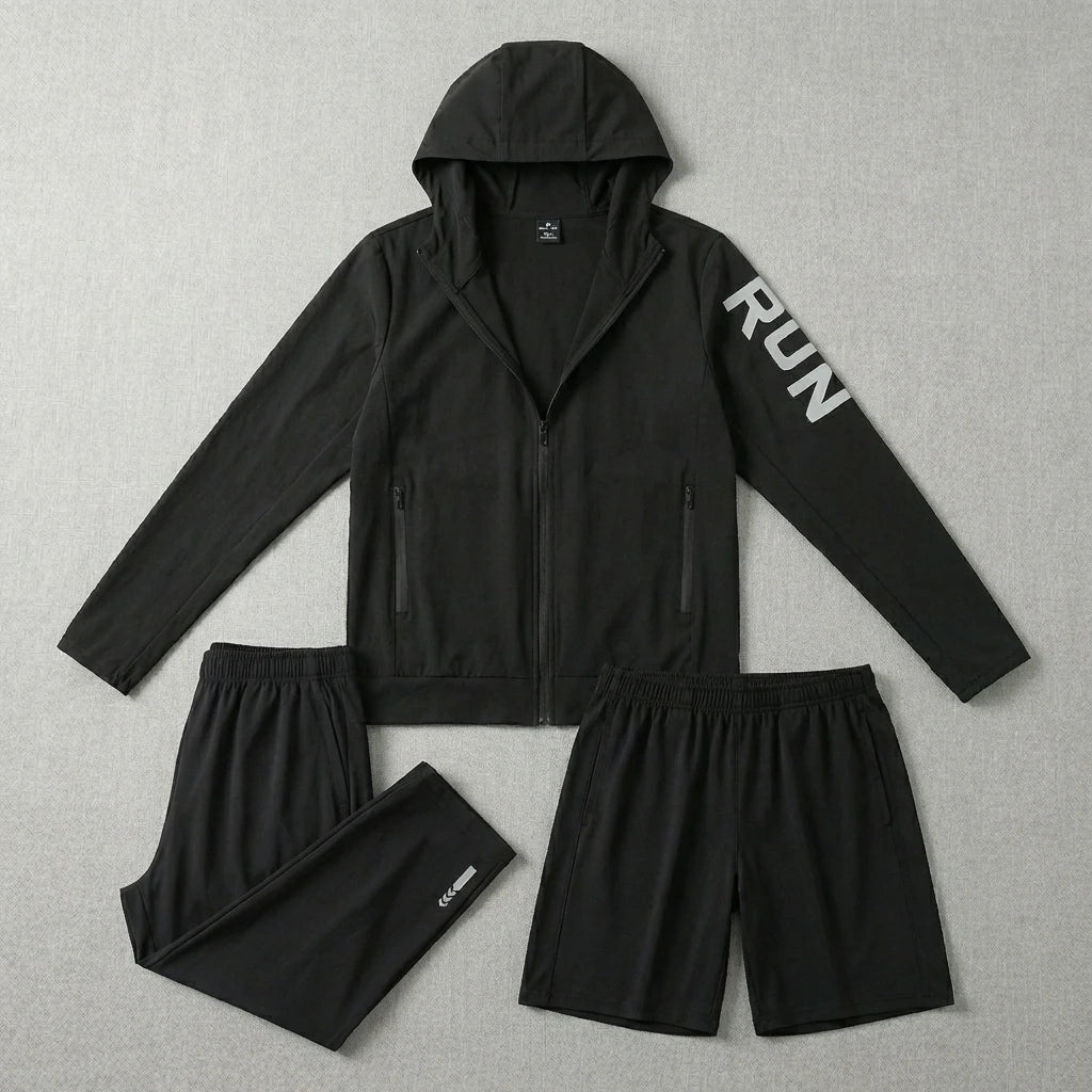 Fitness Full Set Tracksuit for Marathon Training Cycling Jogging Men Running Suit Gym Sportswear Training Sweatpants3 Piece Suit